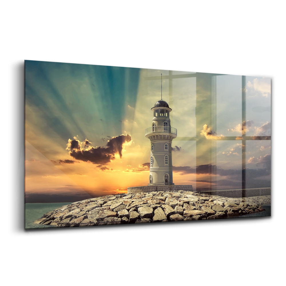 Tablou sticlă Farul pe mare
