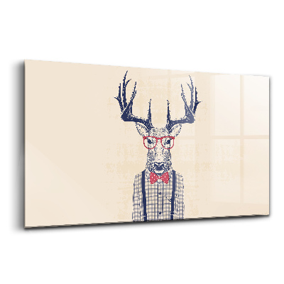 Tablou din sticlă Cerb într-o cămașă și o fundă de jazz