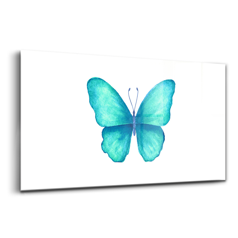 Tablou pe sticlă Fluture de vară turcoaz
