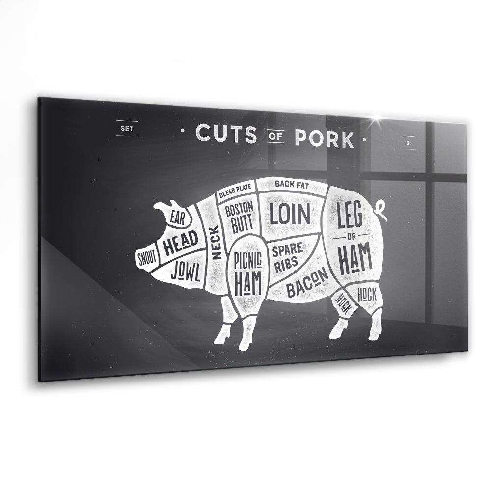 Tablou din sticlă Poster cu carne de porc de măcelar