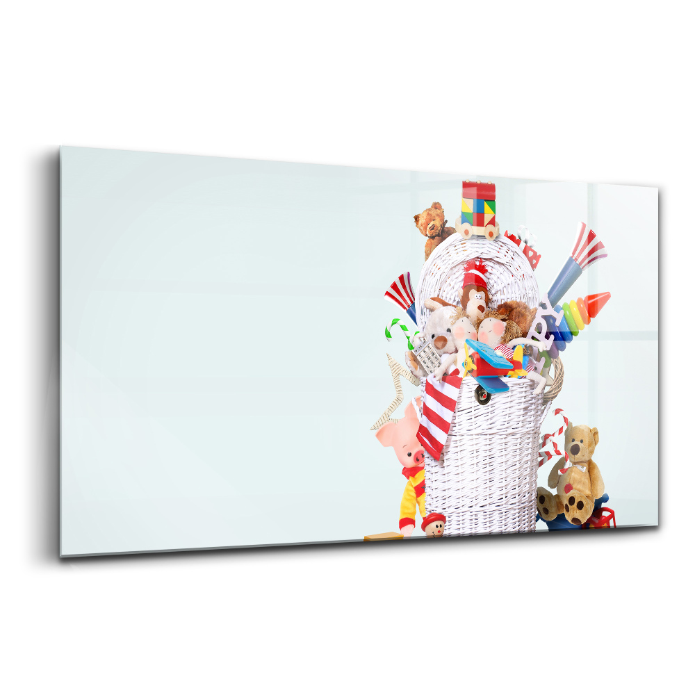 Tablou sticlă Coș de răchită cu jucării
