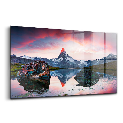Tablou sticlă Lacul Stellisee Matterhorn