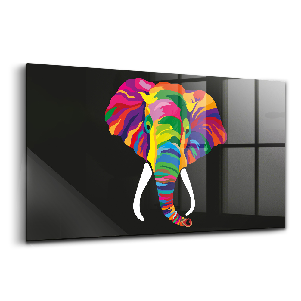 Tablou din sticlă Elefant colorat