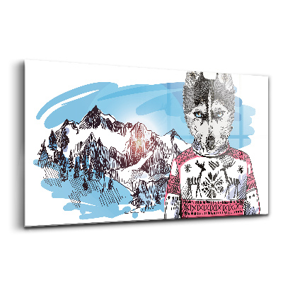 Tablou din sticlă Husky într-un pulover