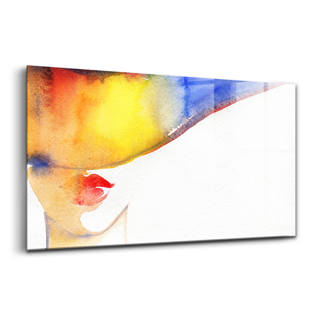 Tablou pe sticlă Femeie cu pălărie