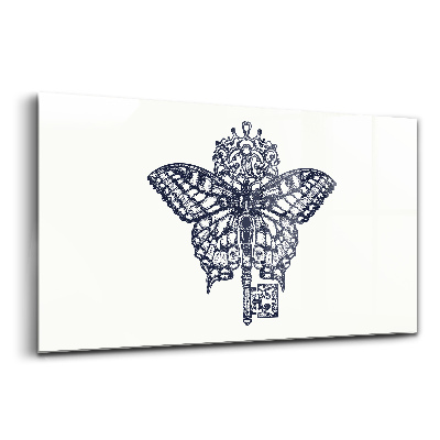 Tablou din sticlă Stil boho cu fluture și cheie