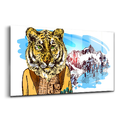 Tablou pe sticlă Tigru într-un pulover