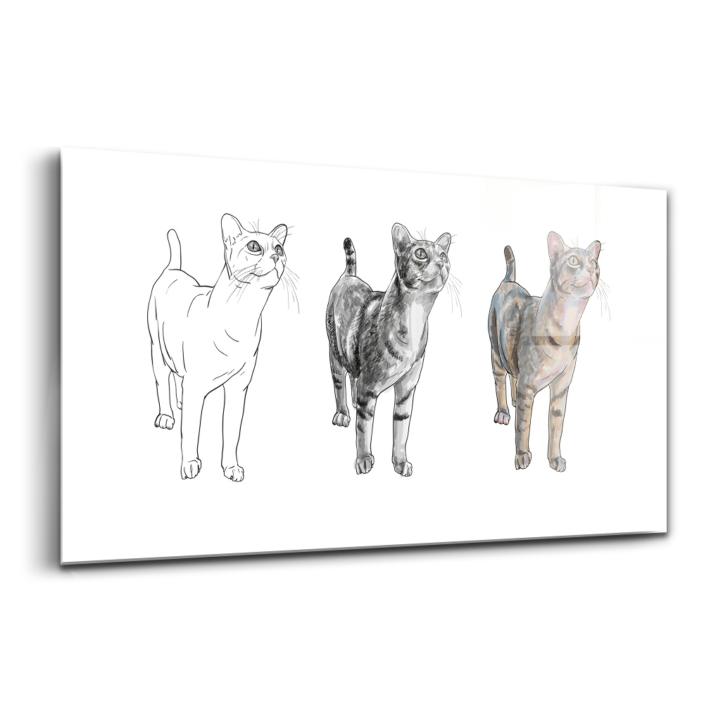 Tablou sticlă Ilustrație a unei pisici drăguțe și curioase