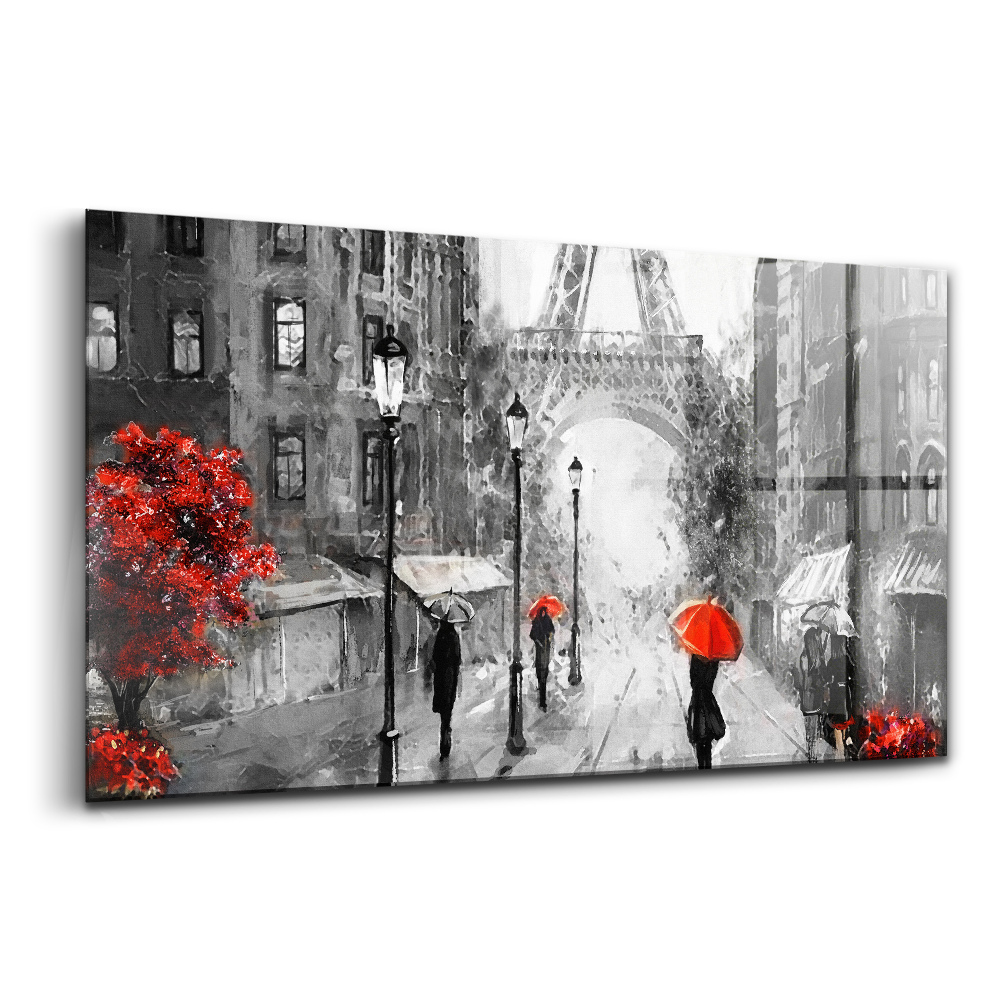 Tablou de sticlă Vedere stradală a Turnului Eiffel din Paris