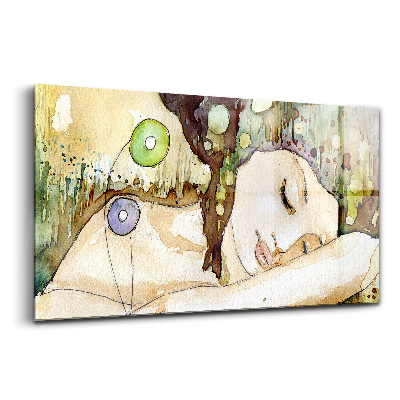 Tablou de sticlă Acuarelă a unei fete frumoase