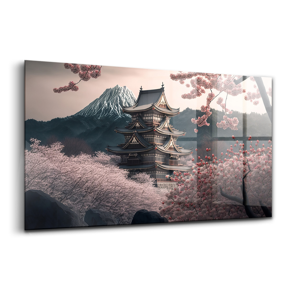 Tablou din sticlă Turnul florilor de cireș asiatice