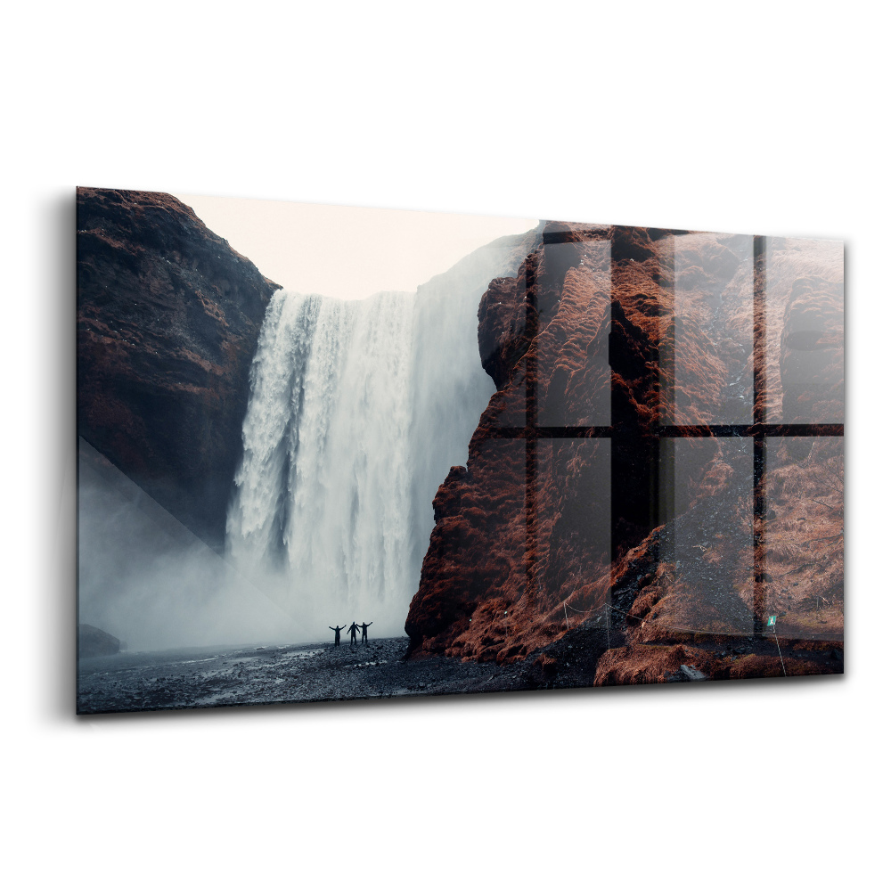 Tablou pe sticlă Peisaj cascadă Islanda