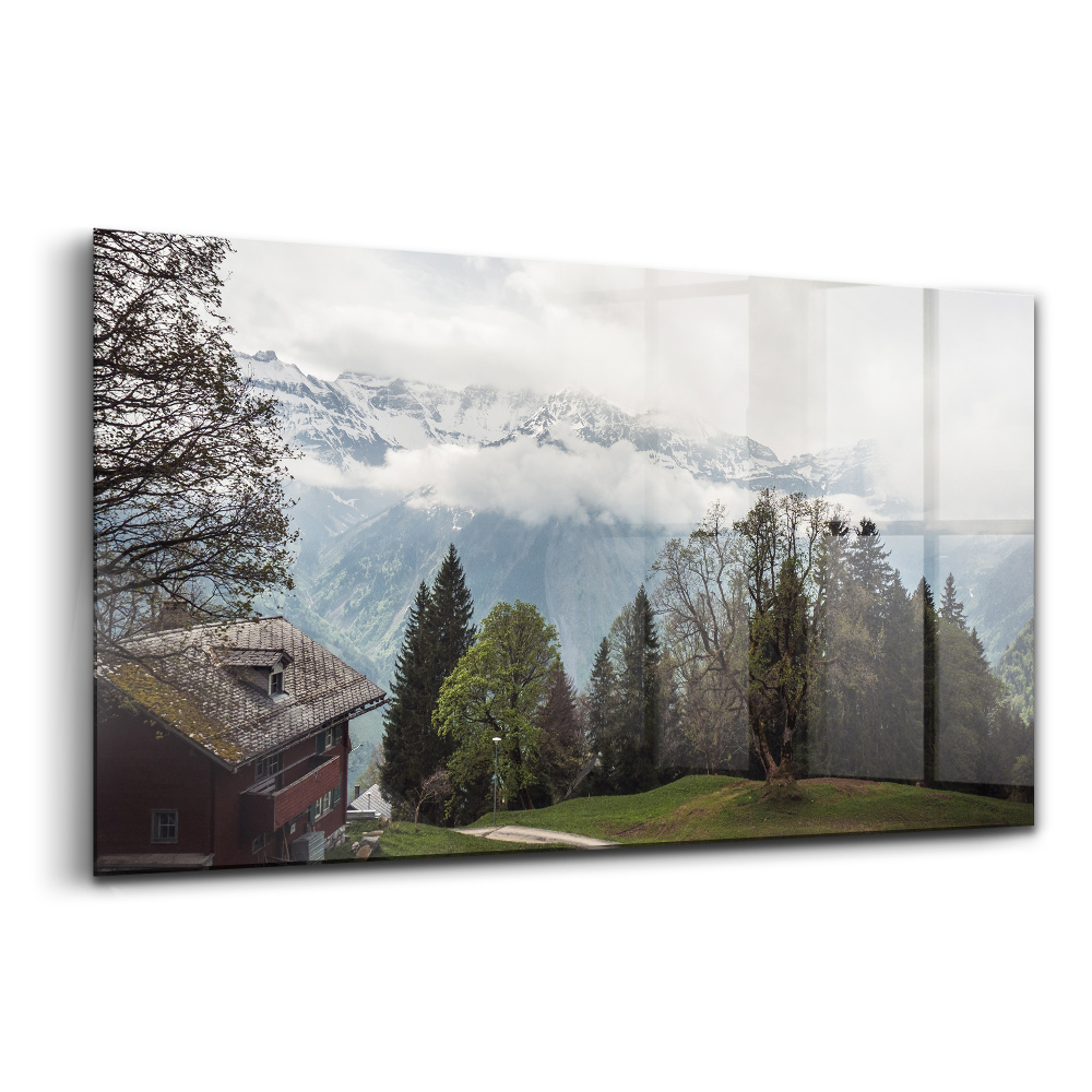 Tablou de sticlă Vedere pitorească a muntelui din Elveția