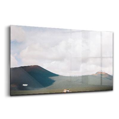 Tablou sticlă Vehicul în deșertul Kamchatka