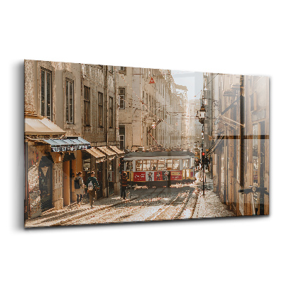Tablou din sticlă Vedere a tramvaiului din Lisabona
