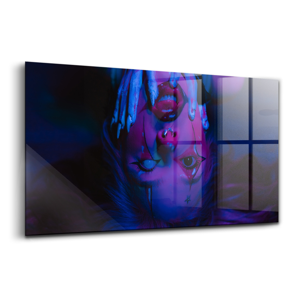 Tablou de sticlă Fata cu tatuajul Joker