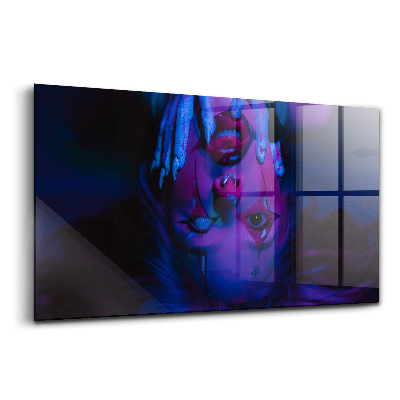 Tablou de sticlă Fata cu tatuajul Joker