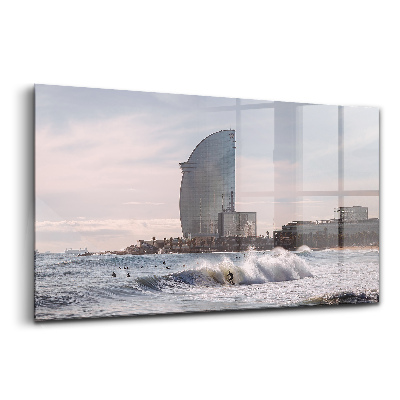 Tablou de sticlă Surferul din Barcelona