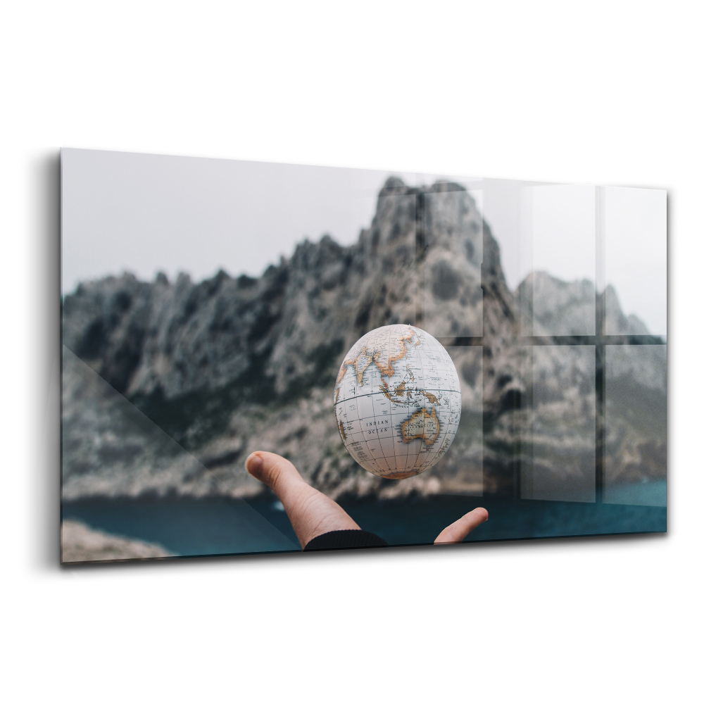 Tablou de sticlă Glob, glob, munți