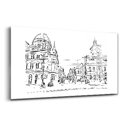 Tablou de sticlă Ilustrație a orașului vechi din Poznań