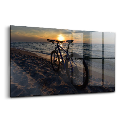 Tablou pe sticlă Bicicletă Marea Baltică
