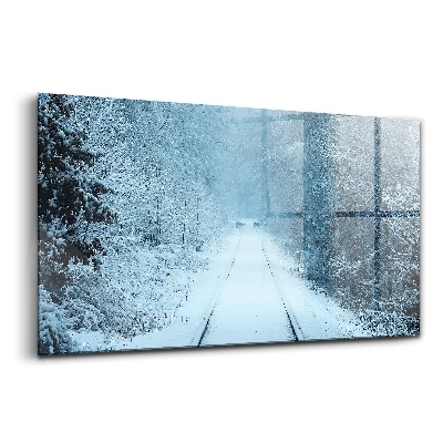 Tablou de sticlă Cerbi pe șine