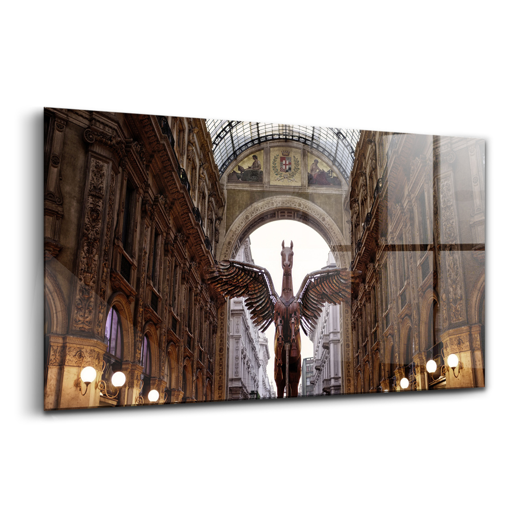 Tablou de sticlă Statuia unui cal în Milano