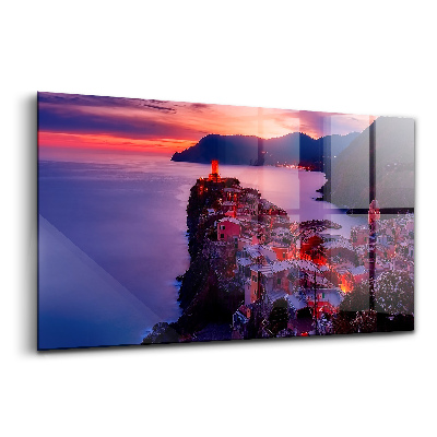 Tablou sticlă Case lângă un rezervor