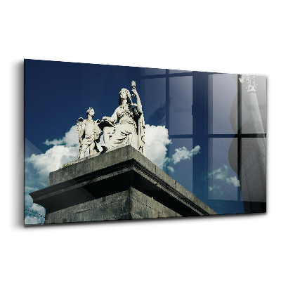 Tablou din sticlă Statuia unei femei și a unui înger