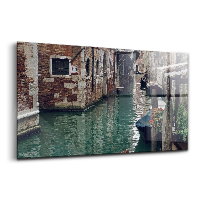 Tablou pe sticlă O barcă printre canalele din Veneția