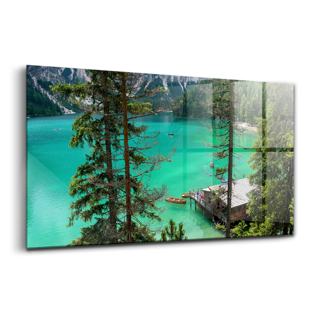 Tablou pe sticlă Caiac de lemn în apă