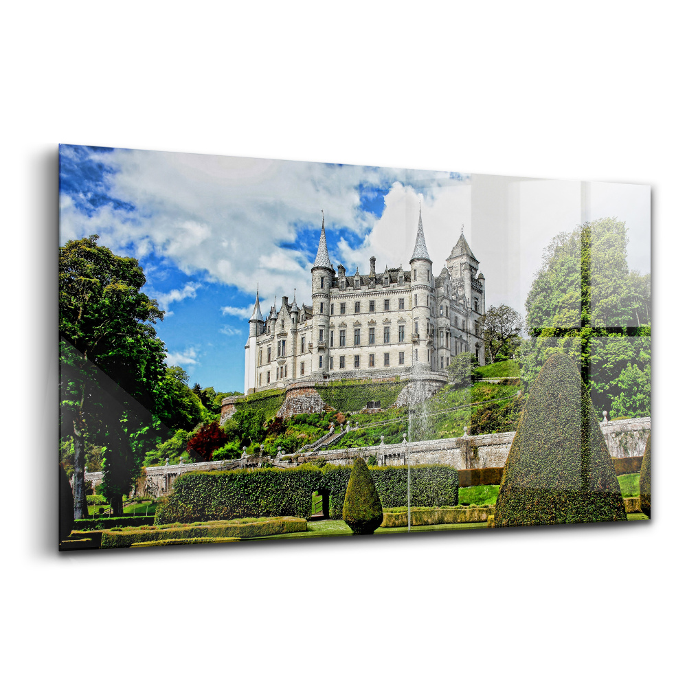 Tablou pe sticlă Castel cu grădină în Scoția