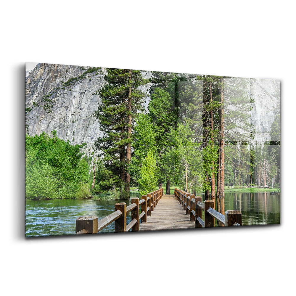 Tablou pe sticlă Podul de lemn din Yosemite