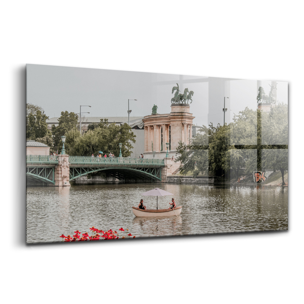 Tablou pe sticlă Oameni pe o barcă