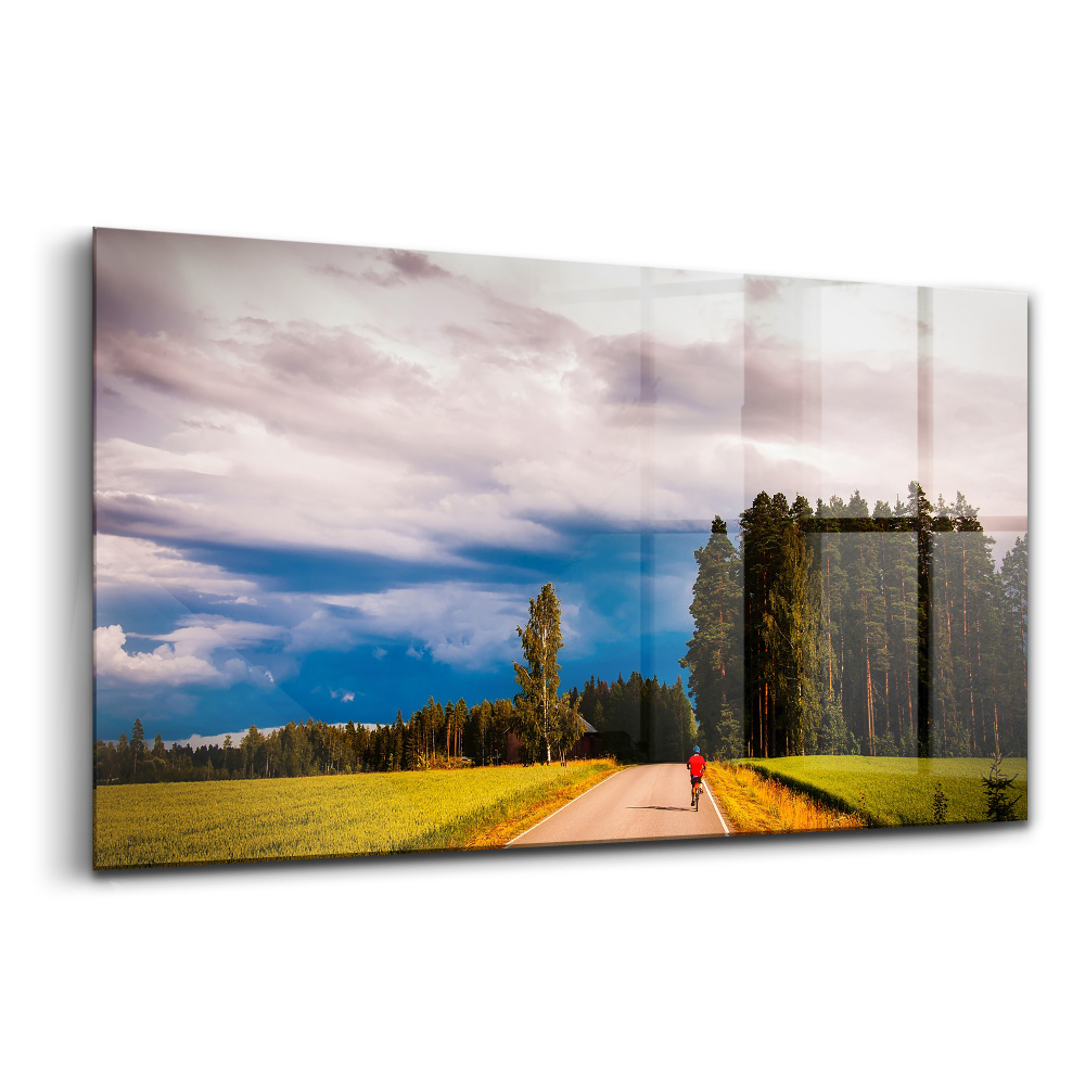 Tablou sticlă Pistă de biciclete peisagistică