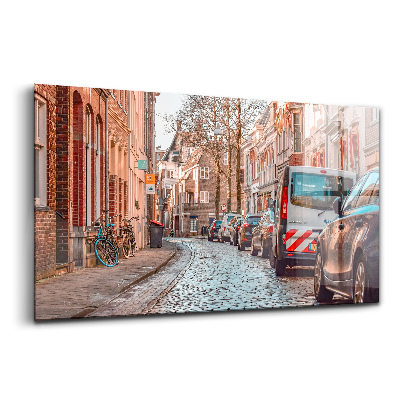 Tablou pe sticlă O stradă din oraș