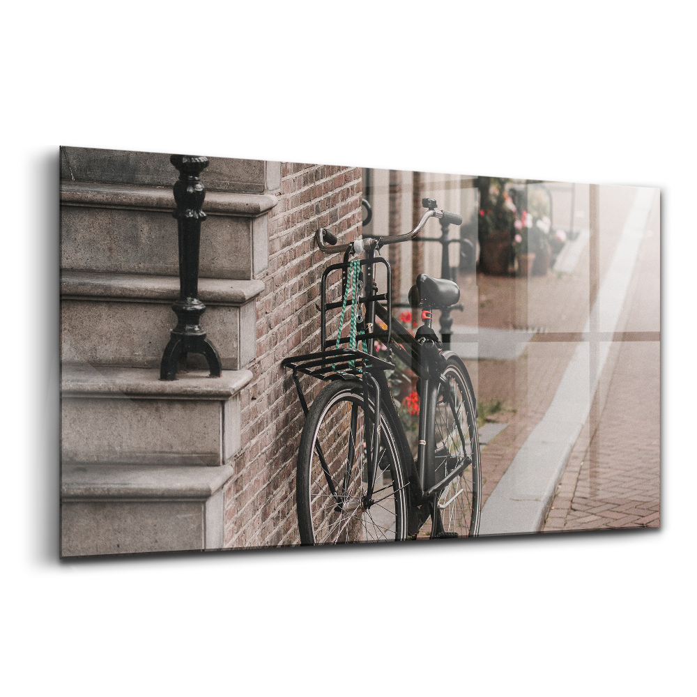 Tablou pe sticlă Bicicleta în oraș