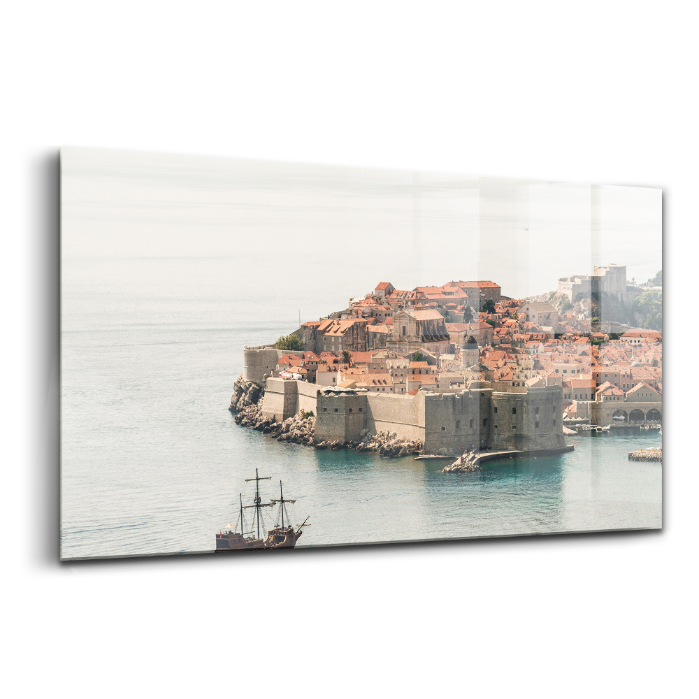 Tablou de sticlă Navă cu pânze în Dubrovnik