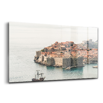 Tablou de sticlă Navă cu pânze în Dubrovnik
