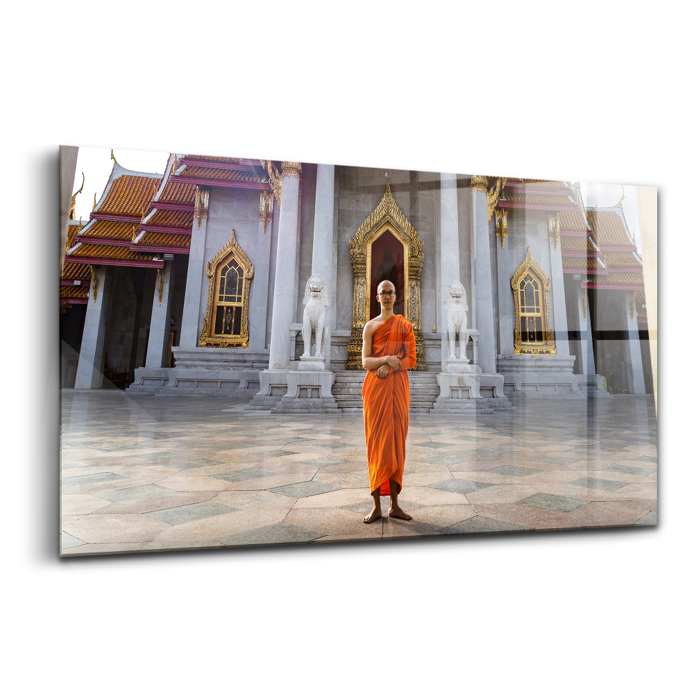 Tablou din sticlă Călugăr în fața templului