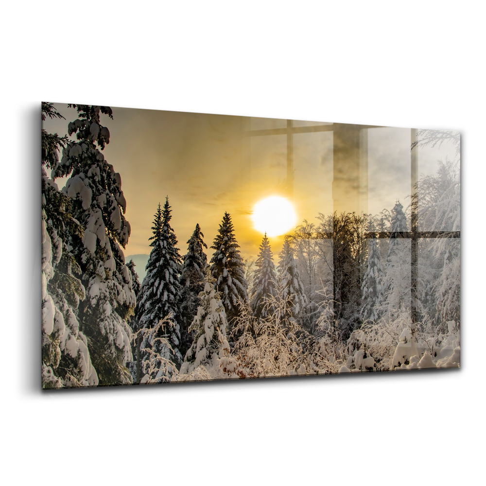 Tablou pe sticlă Peisaj de iarnă al Munților Beskid