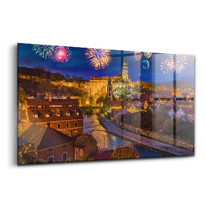 Tablou din sticlă Focuri de artificii Krumlov Republica Cehă