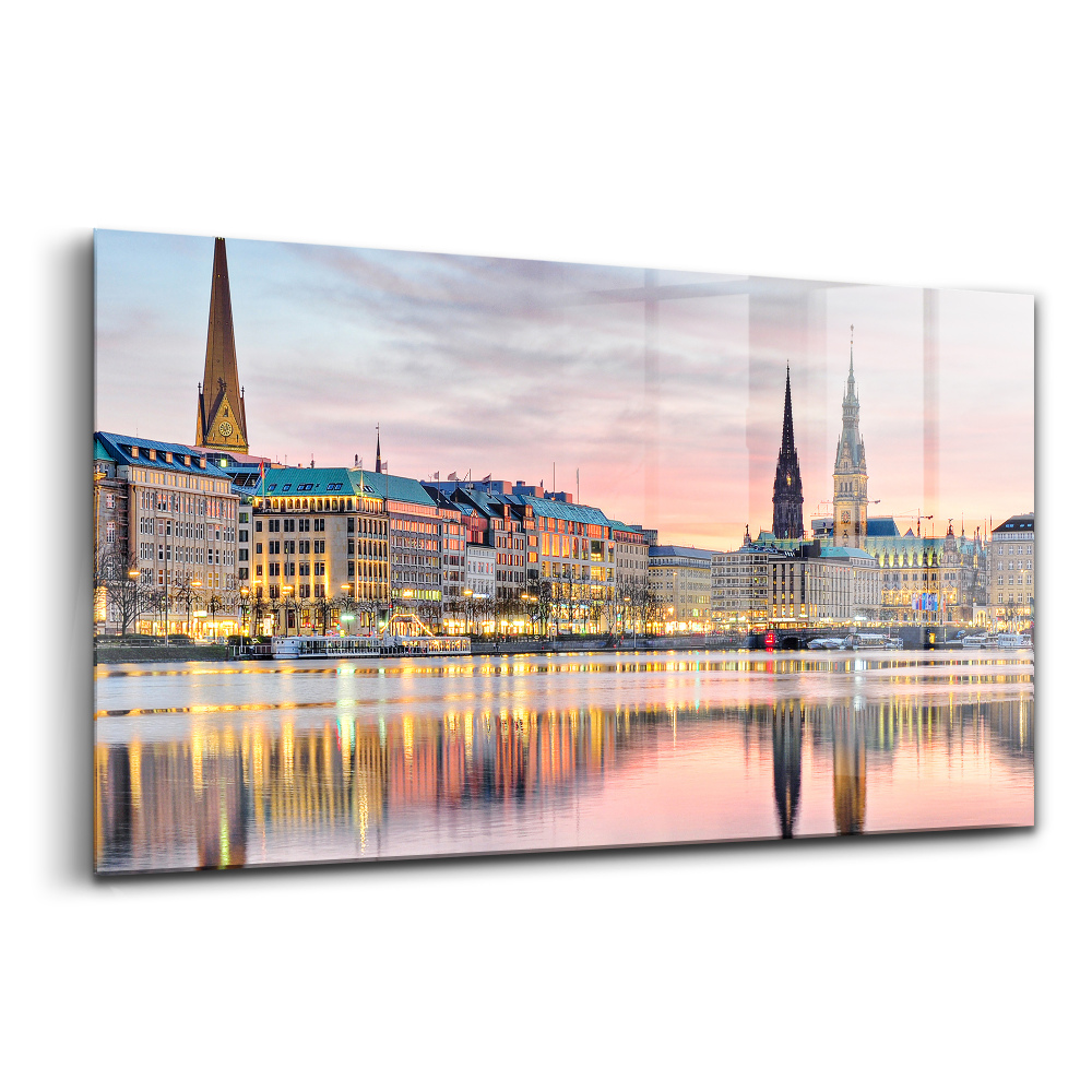 Tablou pe sticlă Alster în Hamburg