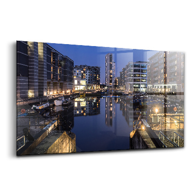 Tablou de sticlă Orașul Leeds iluminat noaptea