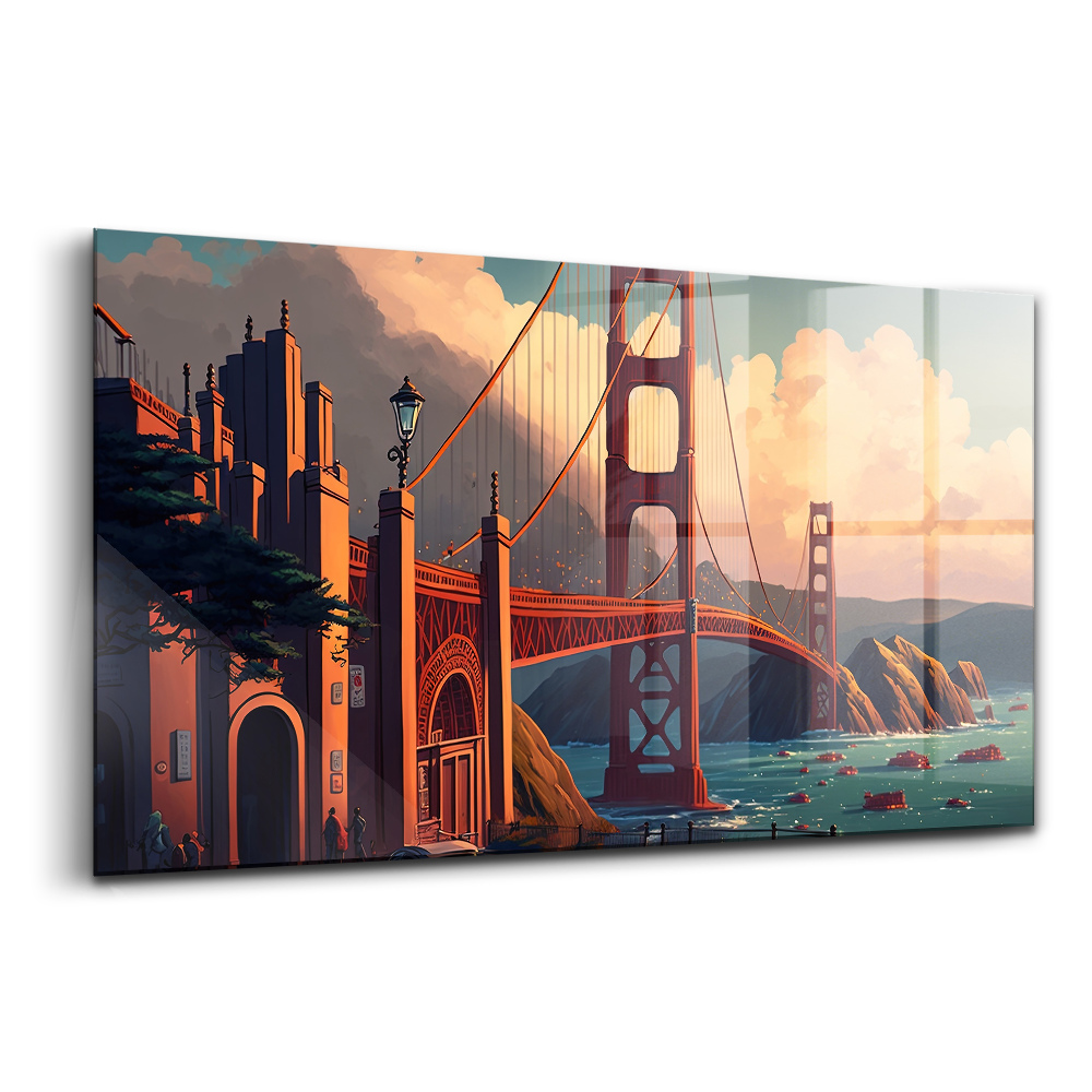 Tablou de sticlă Ilustrație a podului San Francisco