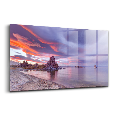 Tablou pe sticlă Răsărit de soare Lacul Mono California