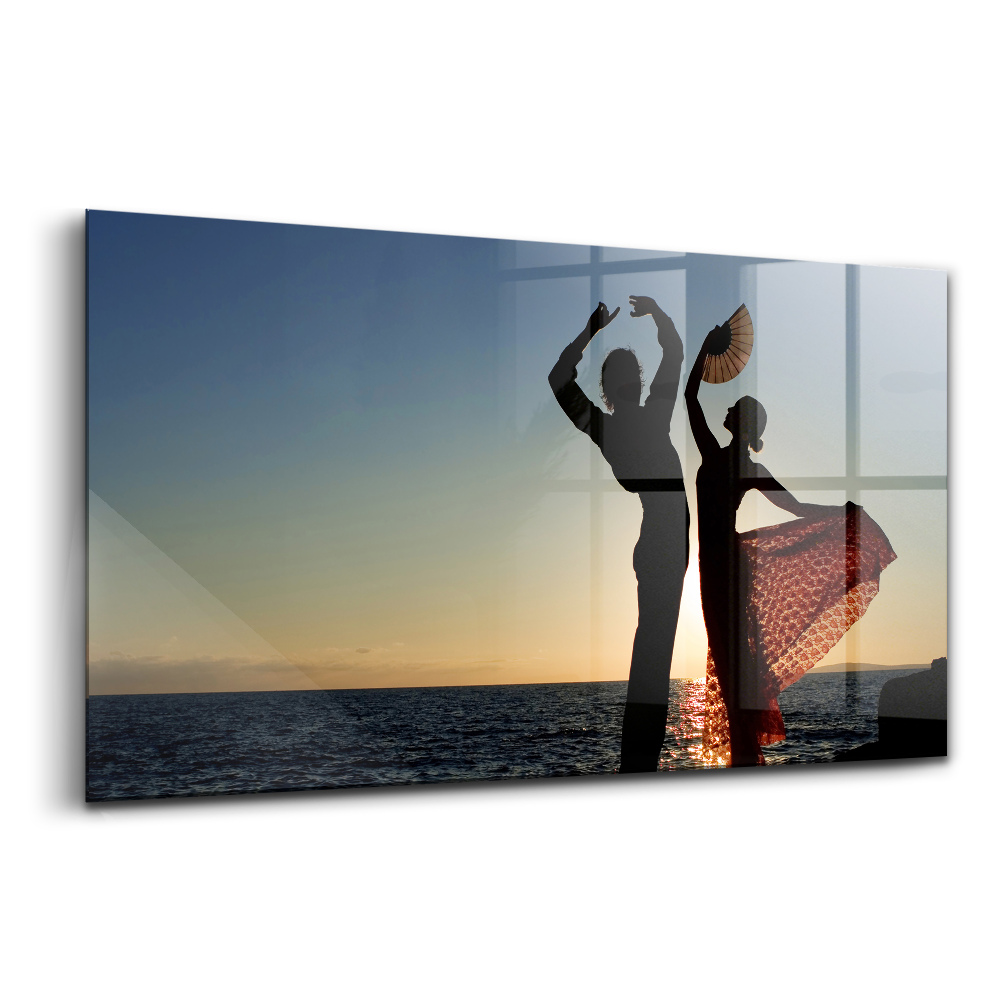 Tablou din sticlă Dans spaniol la malul mării