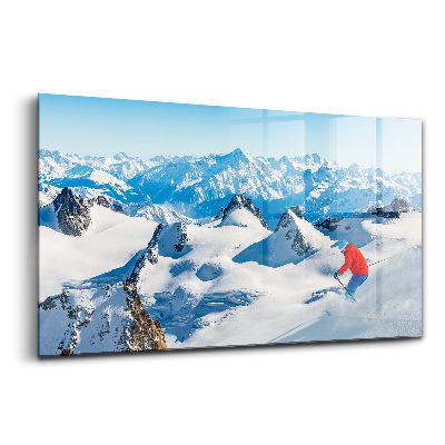 Tablou de sticlă Schior în Alpi