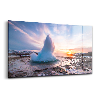 Tablou pe sticlă Gheizerul de pe insula Islanda