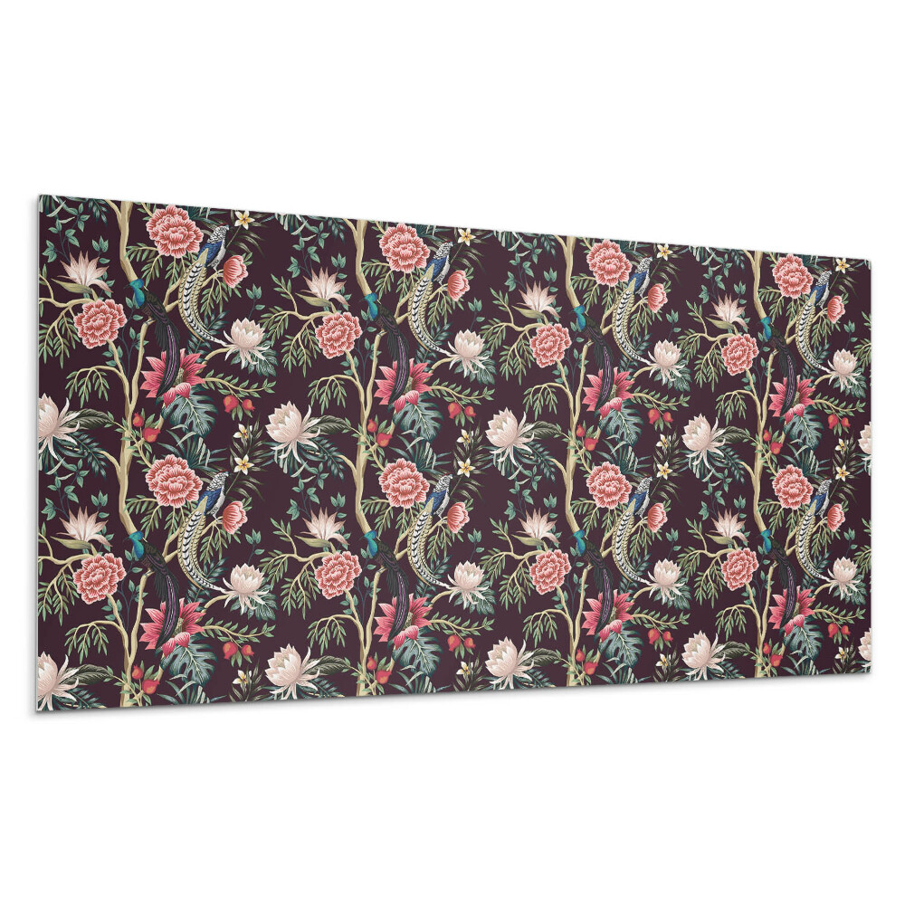 Panou decorativ bucatarie Model floral cu păsări